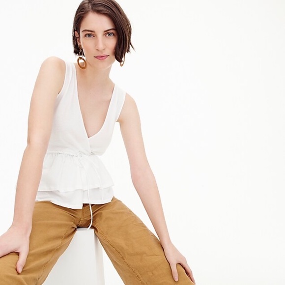 J. Crew Tops - j. crew white tie waist tiered tank top